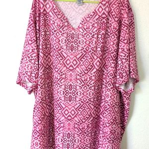 Catherines 5x Pink Blouse pull over, short sleeve, very comfortable